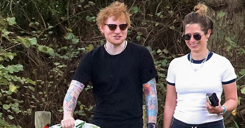 Ed Sheeran and wife Cherry Seaborn strolls with their toddler in rain